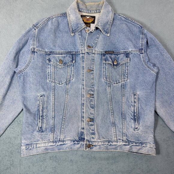 Harley-Davidson Vintage Denim Jacket American Eagle Embroidered Women's Medium - Picture 10 of 10